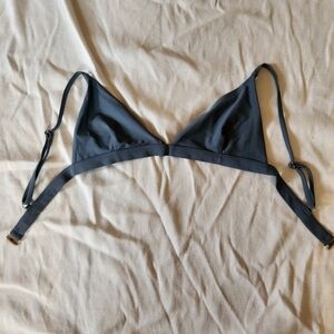 Minimalist Triangle Bikini Top Small Adjustable Straps Gray Swimwear S